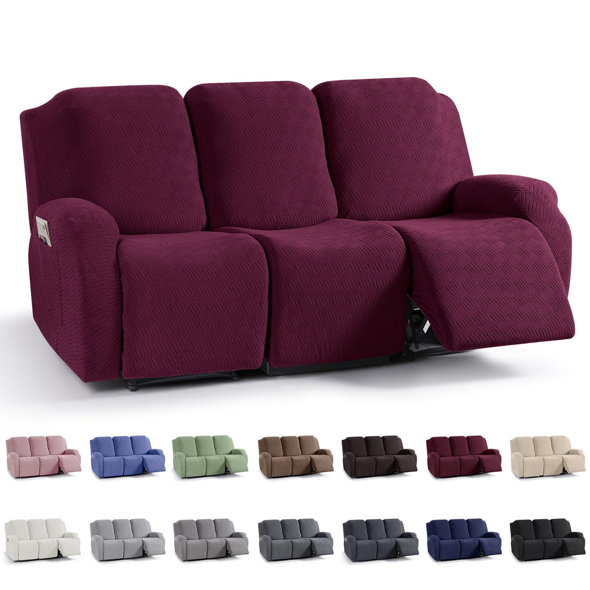 KinCam Recliner Chair Covers, Stretch Reclining Cover, Dark Gray