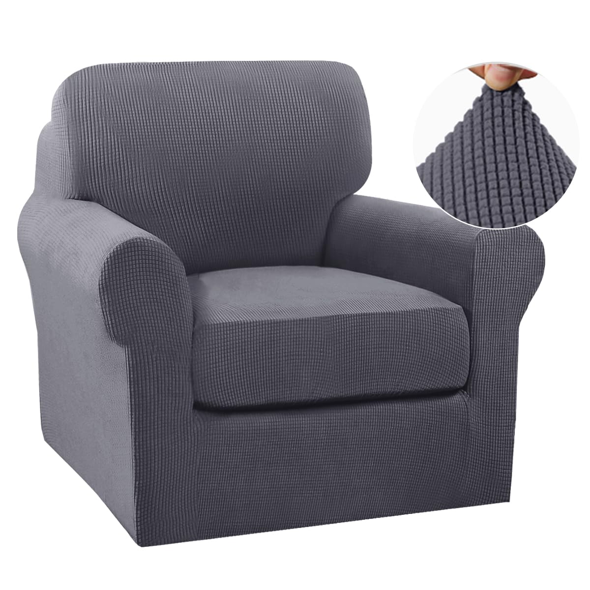 Turquoize 2 Piece Chair Covers for Living Room Armchair Cover Armchair Slipcovers with Arms Feature Thick Jacquard Fabric (Chair,Biscotti Beige)