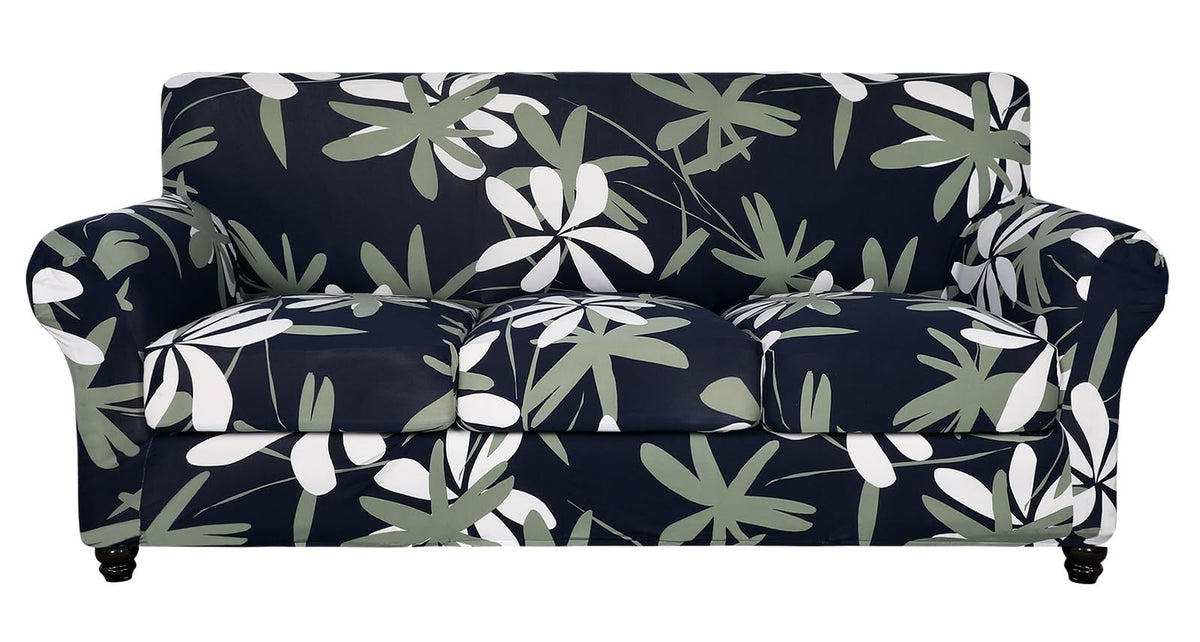 SearchI Stretch Sofa Cover Printed Couch Covers, Floral Pattern 2 Piece Armchair Slipcover with Separate Chair Cushion Cover, Washable Furniture Protector for Living Room(Armchair, Ball Flower)