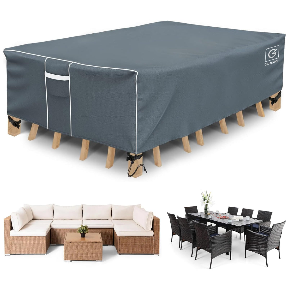 Gasadar Patio Chair Covers 2 Pack 32" W x 37" D x 36" H, Black