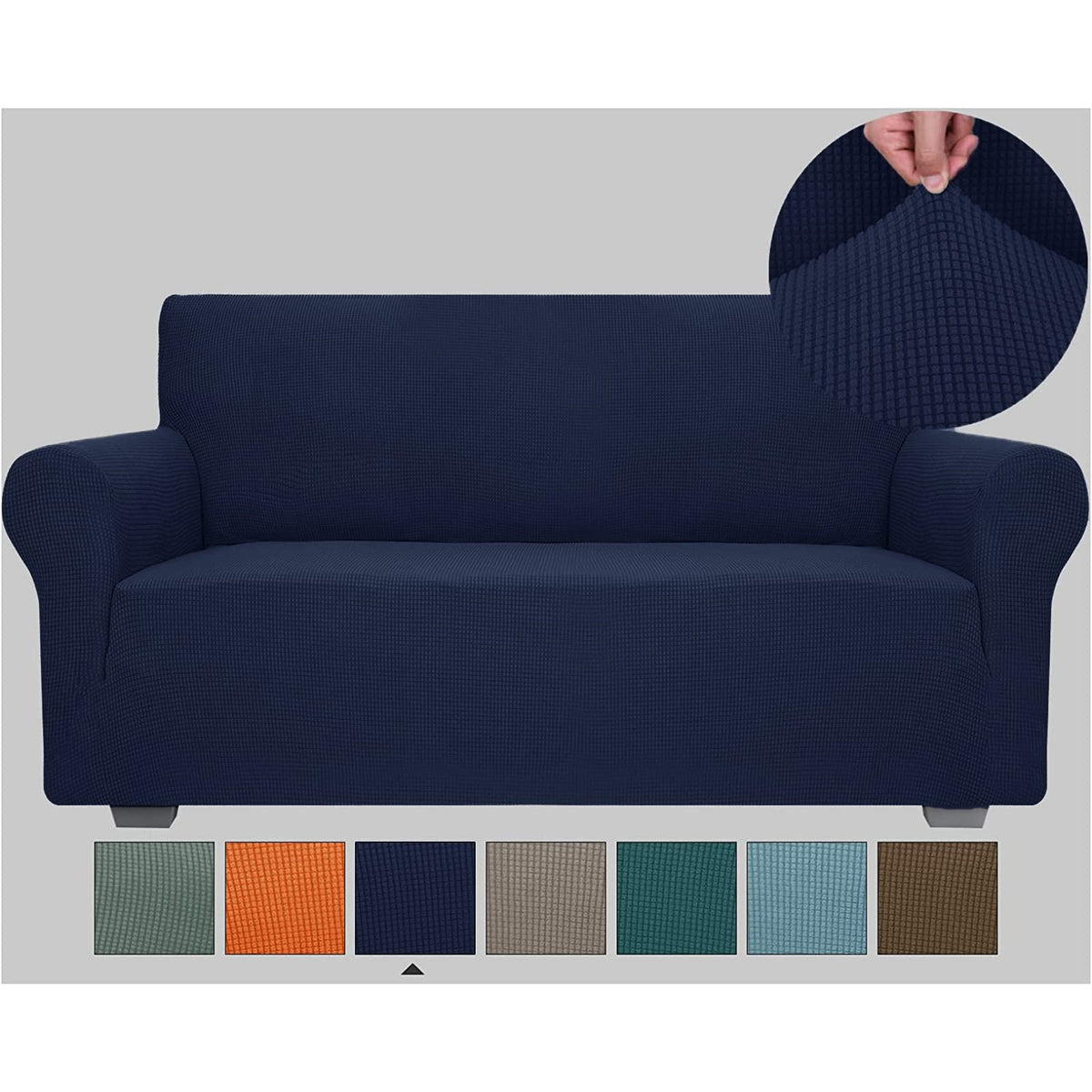 JIVINER Super Stretch Chair Sofa Slipcovers 1-Piece Jacquard Chair Covers for Living Room Soft Anti Slip 1 Seater Couch Furniture Protector Small Checks for Kids Pets (Chair, Light Gray)