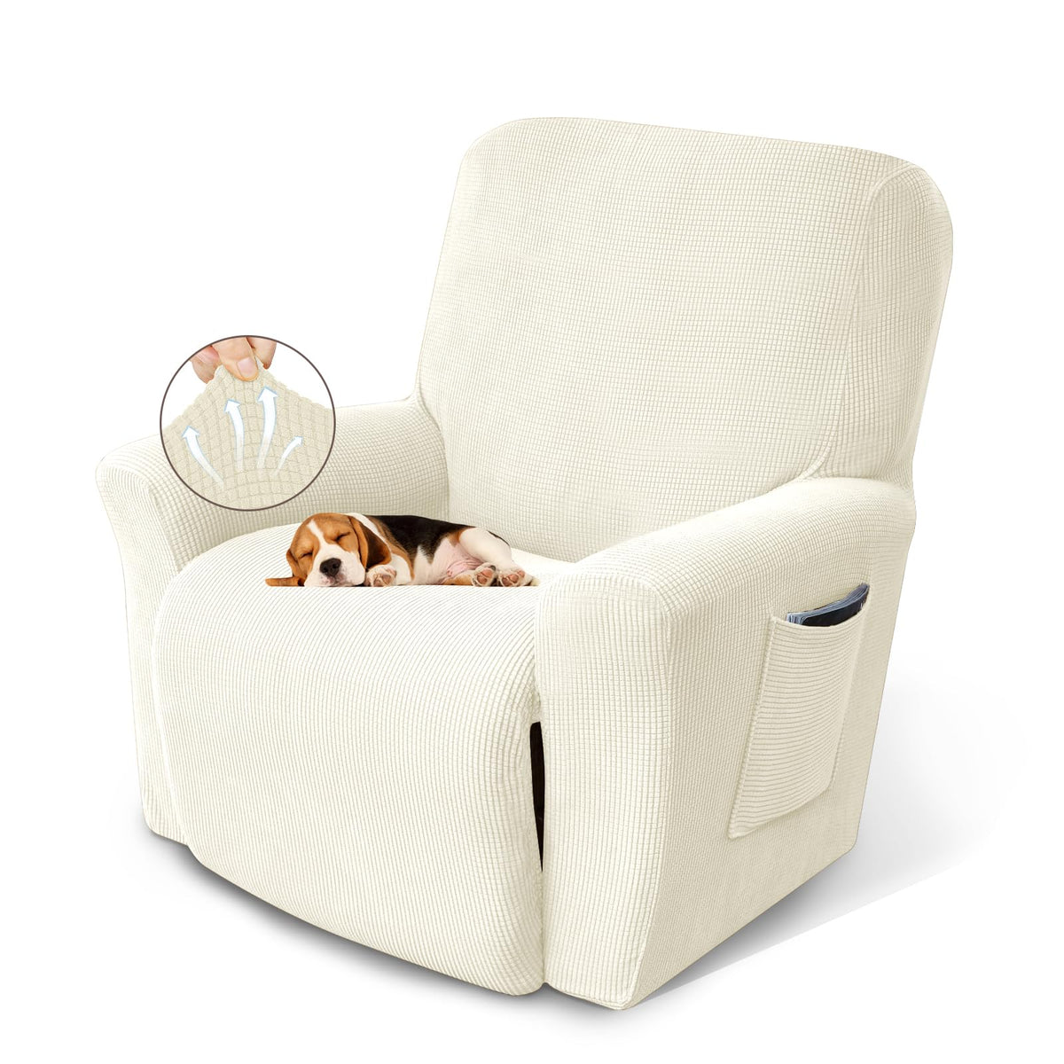 KEKUOU Recliner Chair Covers, 1-Piece Lazy Boy Recliner Covers, Navy Blue