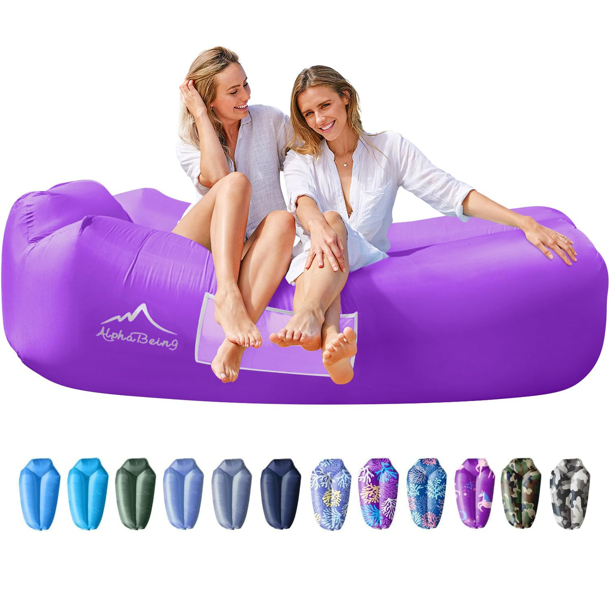 AlphaBeing Inflatable Lounger Beach Chair Accessories, Air Sofa Hammock Inflatable Couch for Camping Backyard Lakeside with Compression Sacks, Ideal Outdoor Gifts for Adults