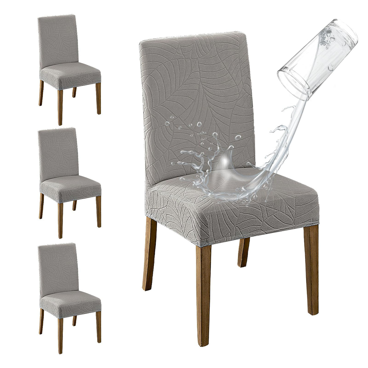 MOSAYT 100% Waterproof Dining Room Chair Covers Set of 4, Beige