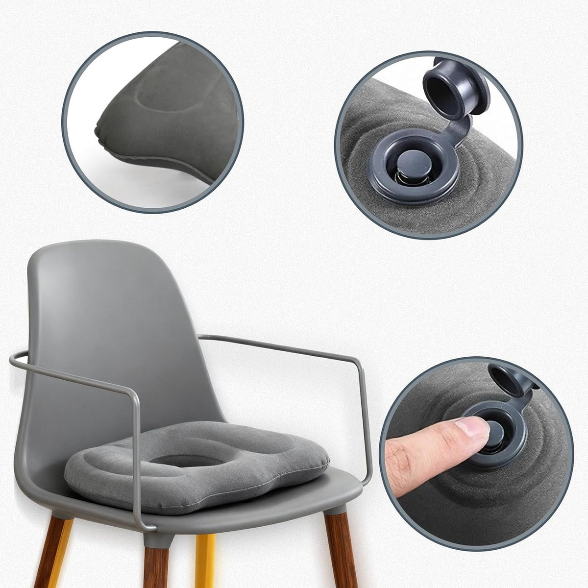 Inflatable Seat Cushion for Air Travel & Travel, Donut Pillow for Bed Sores - Pressure Relief Inflatable Cushion, Portable for Airplane, Car, Office & Home, Ideal for Comfort & Bed Sore Prevention