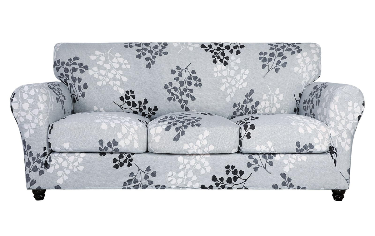 SearchI Stretch Sofa Cover Printed Couch Covers, Floral Pattern 2 Piece Armchair Slipcover with Separate Chair Cushion Cover, Washable Furniture Protector for Living Room(Armchair, Ball Flower)