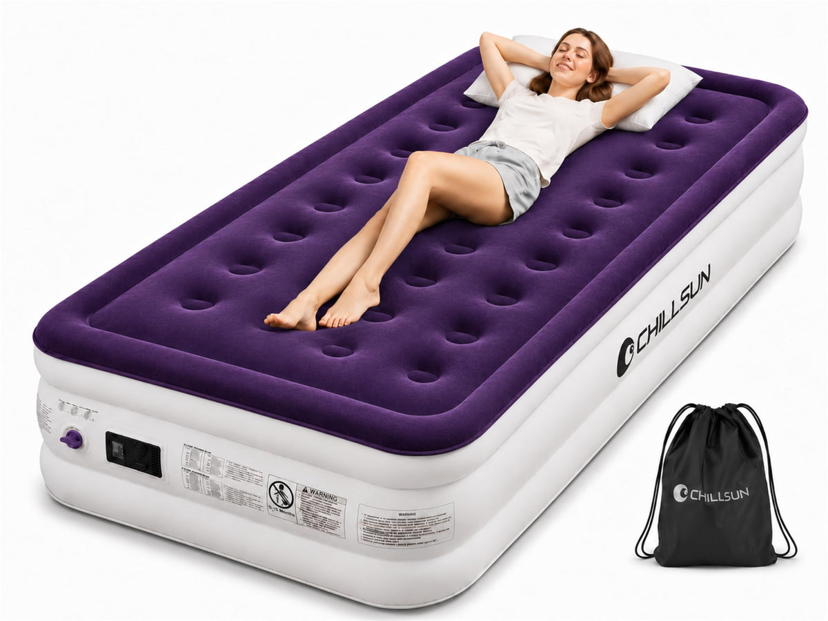 CHILLSUN 2026 Upgraded King Air Mattress with Built in Pump, 18" Raised Comfort Blow up Mattress, Luxury Air Bed Inflatable Mattress for Guests Home& Camping, Colchones Inflables 800lbs Max