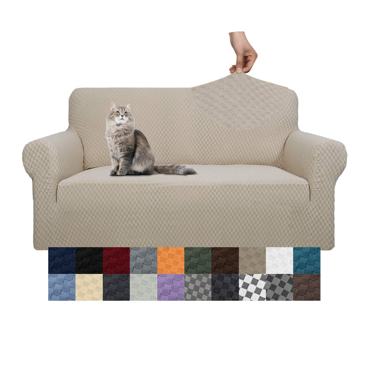 YEMYHOM Couch Cover Latest Jacquard Design High Stretch Sofa Chair Covers for Living Room, Pet Dog Cat Proof Armchair Slipcover Non Slip Magic Elastic Furniture Protector (Chair, Light Gray)