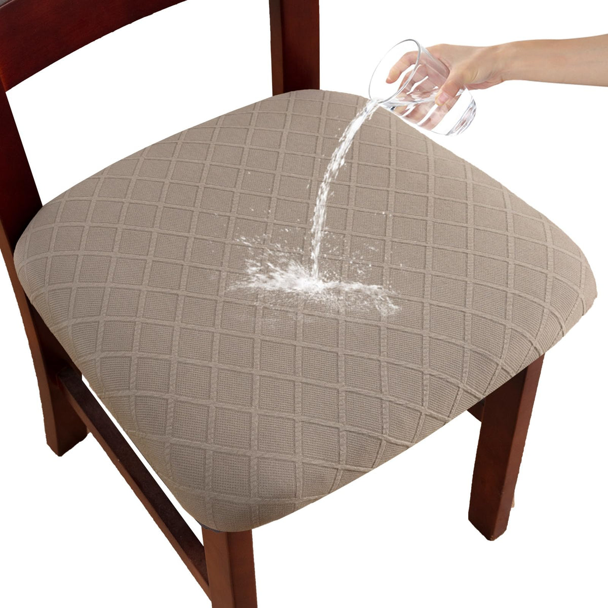 Waterproof Dining Room Chair Covers Set of 6,Beige,Large