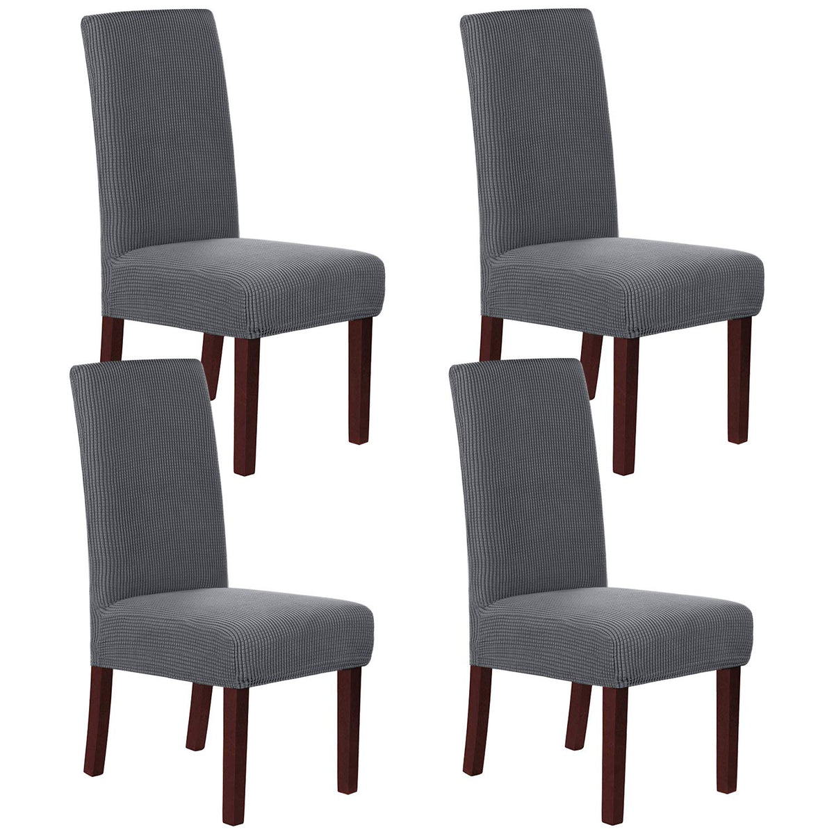 H.VERSAILTEX Stretch Dining Chair Covers Set of 6 Chair Covers for Dining Room Parsons Chair Slipcover Chair Protectors Covers Dining, Feature Textured Checked Jacquard Fabric, Ivory