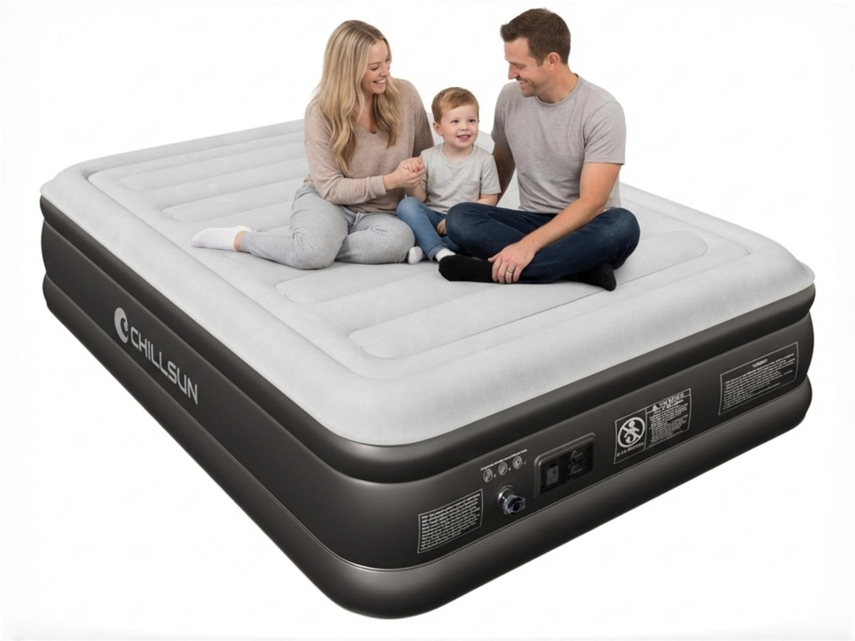 CHILLSUN 2026 Upgraded King Air Mattress with Built in Pump, 18" Raised Comfort Blow up Mattress, Luxury Air Bed Inflatable Mattress for Guests Home& Camping, Colchones Inflables 800lbs Max