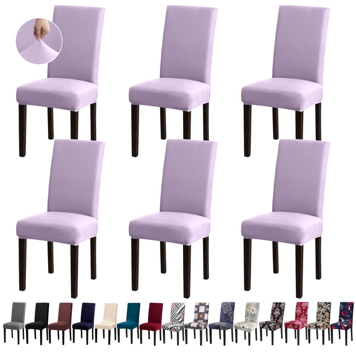 Chair Covers, Stretch Dining Room Chair Covers Set of 6, Removable Washable Dining Chair Slipcovers for Home, Hotel, Banquet