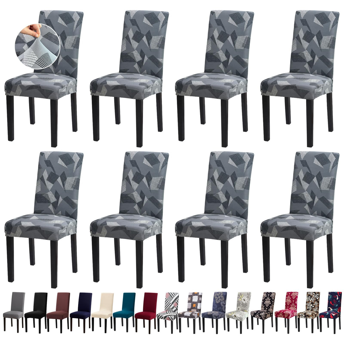 Chair Covers, Stretch Dining Room Chair Covers Set of 6, Removable Washable Dining Chair Slipcovers for Home, Hotel, Banquet