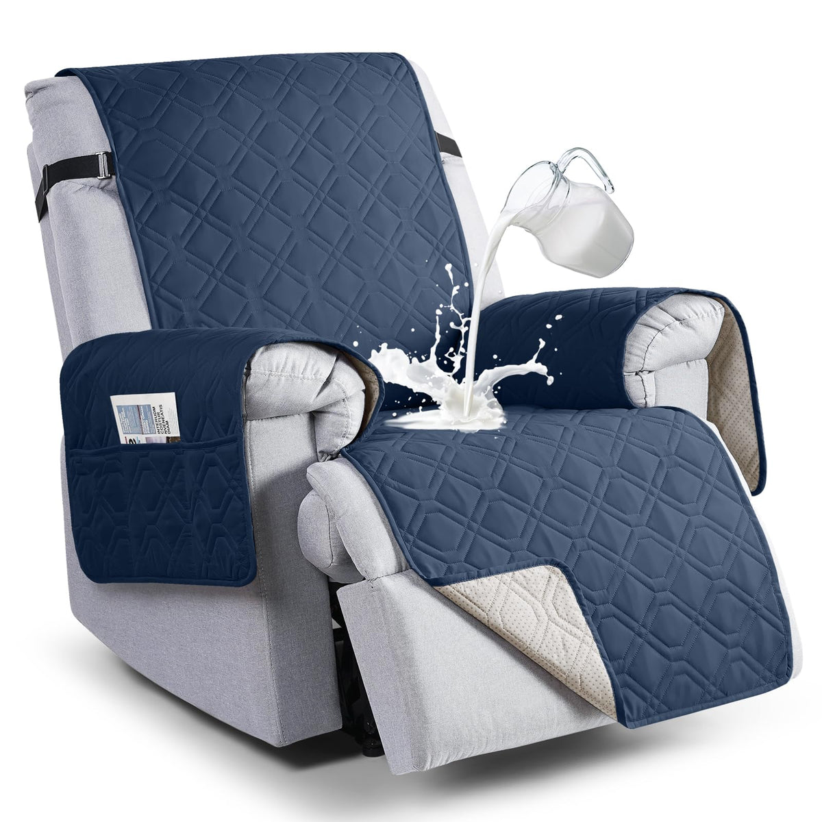 VANSOFY 100% Waterproof Recliner Chair Covers Washable, Khaki, 23.6"