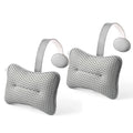 2-Pack Large Pillow for Hot Tub (Grey), Spa, Pool & Chaise Lounge - Universal Headrest & Neck Support Cushion, Adjustable Height with Weighted Strap, 4D Air Mesh, Easy Drying with Hook