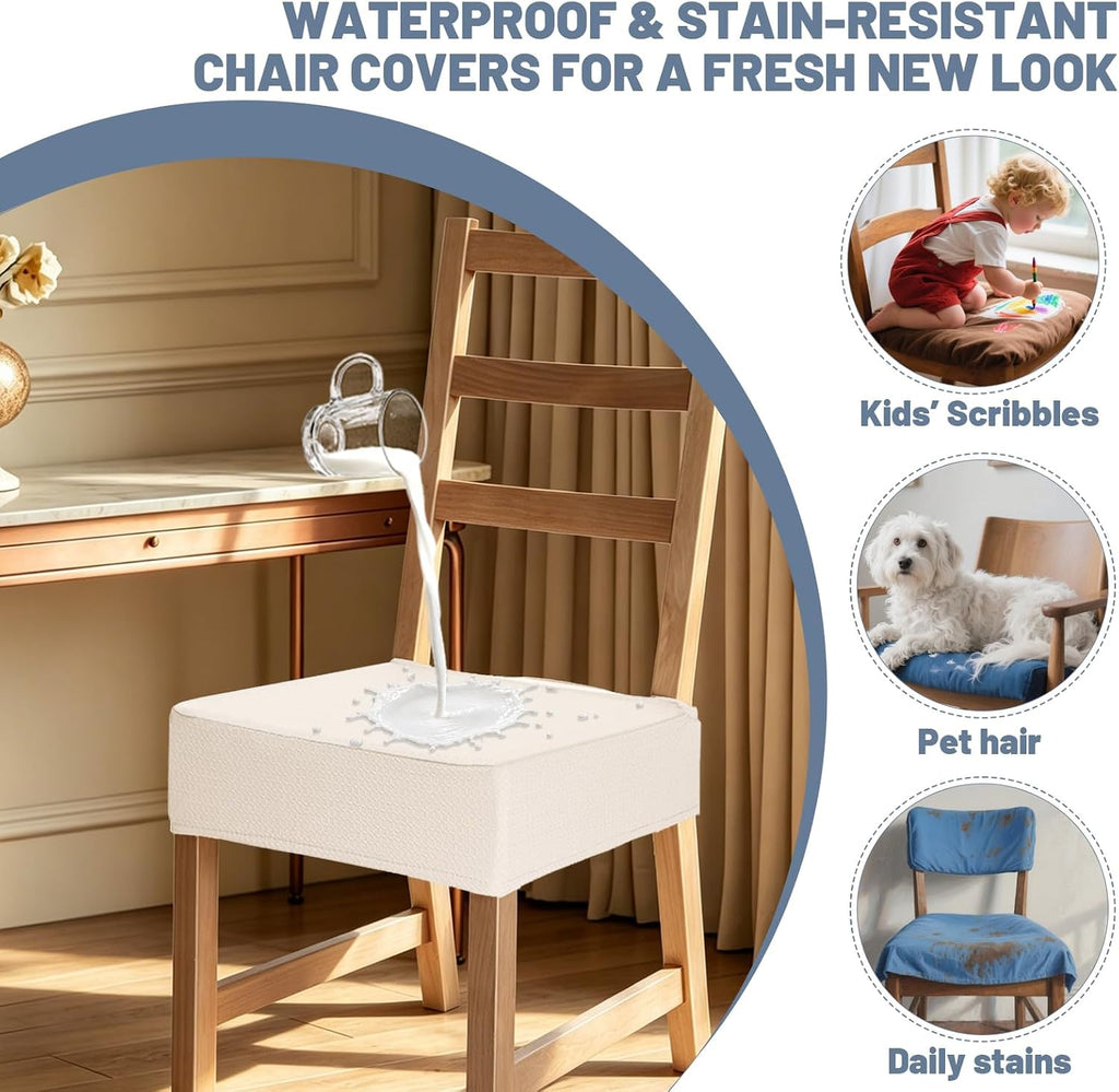 Waterproof Seat Covers for Dining Room Chairs Soft Stretch Washable