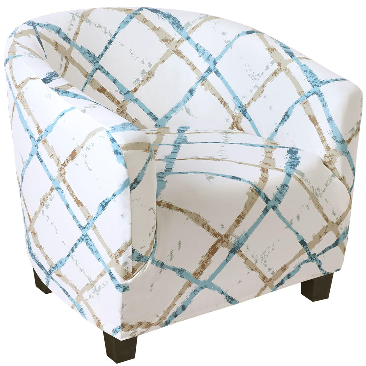 SearchI Club Chair Slipcover Stretch Barrel Chair Covers Jacquard Tub Chair Slipcovers Spandex Armchair Sofa Cover Removable Couch Furniture Protector Arm Chair Cover for Living Room (Beige)