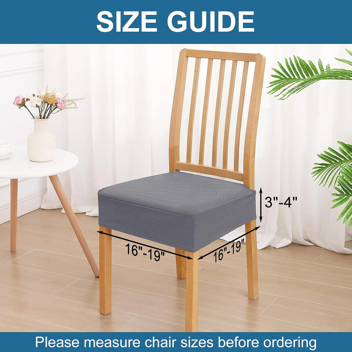 Smiry Waterproof Seat Covers for Dining Room Chairs, Set of 4