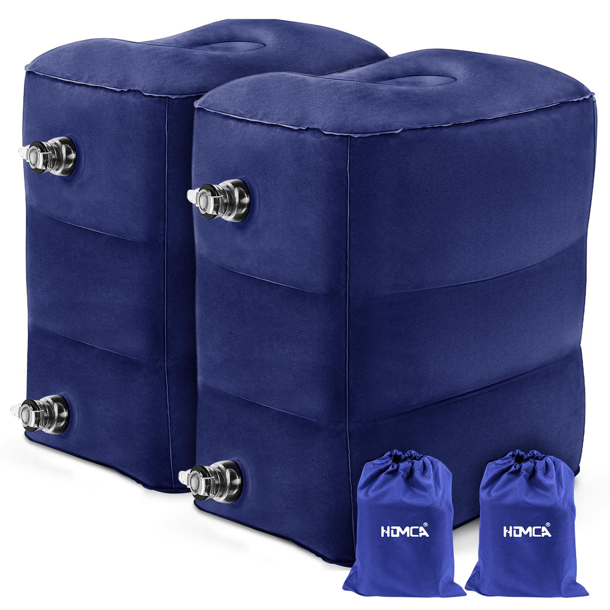 HOMCA Inflatable Travel Foot Rest Pillow for Airplane (2-Pack)
