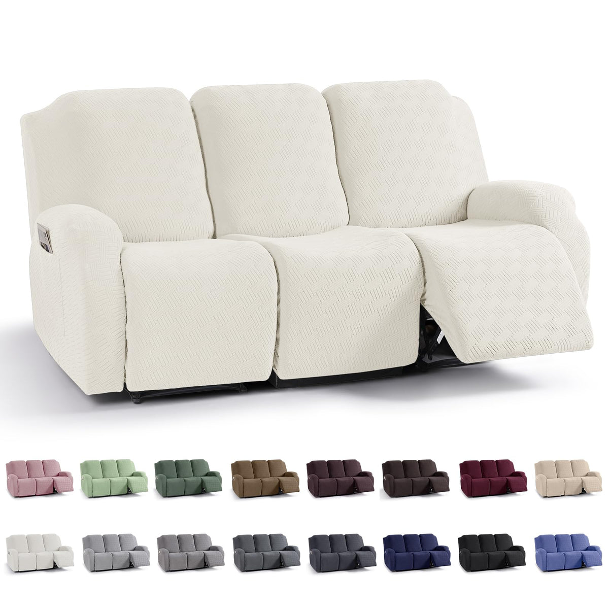 KinCam Recliner Chair Covers, Stretch Reclining Cover, Dark Gray