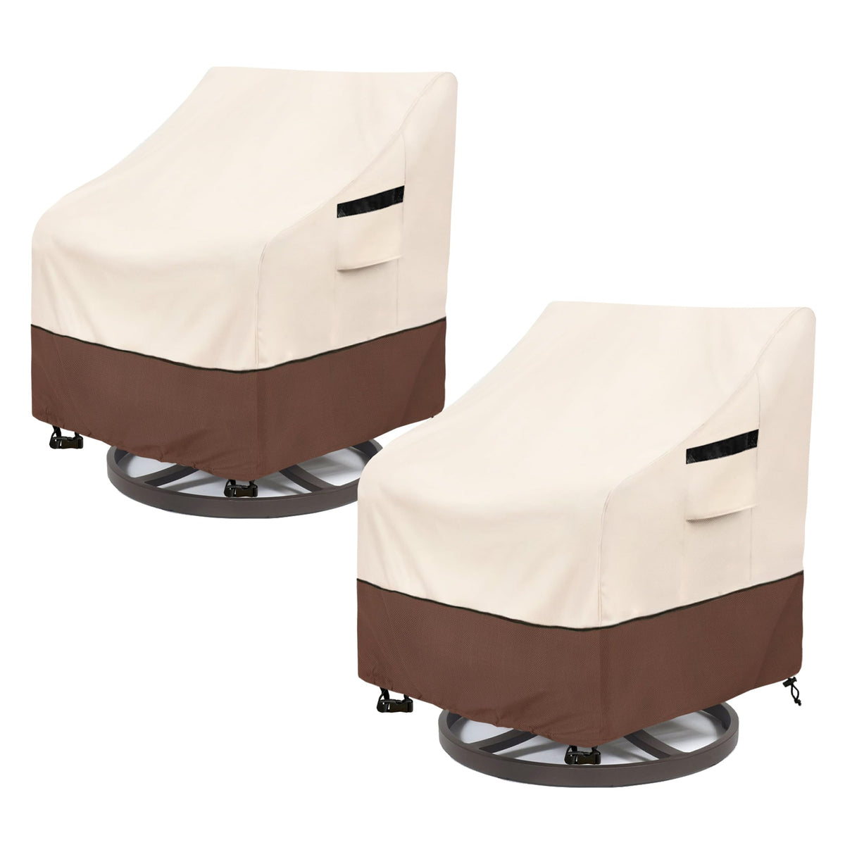 Outdoor Swivel Chair Covers 2 Pack,100% Waterproof Heavy Duty Outdoor Chair Covers,(33 W x 35 D x 38.5 H inches) Patio Furniture Cover for Swivel Patio Chair,White&Grayish Green