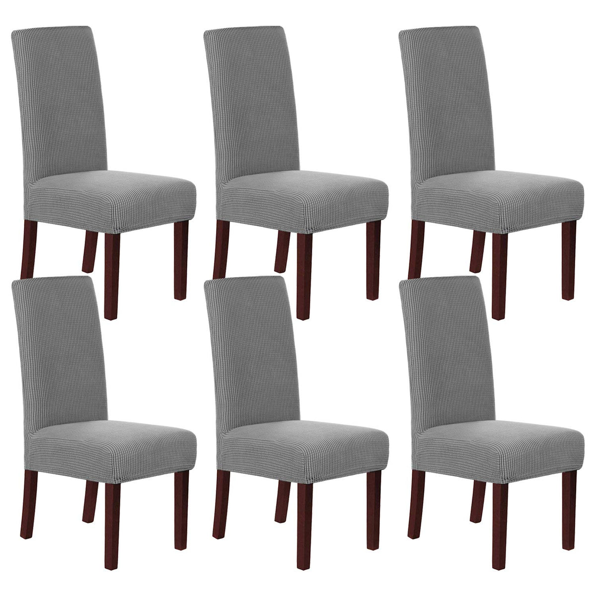 H.VERSAILTEX Stretch Dining Chair Covers Set of 6 Chair Covers for Dining Room Parsons Chair Slipcover Chair Protectors Covers Dining, Feature Textured Checked Jacquard Fabric, Ivory