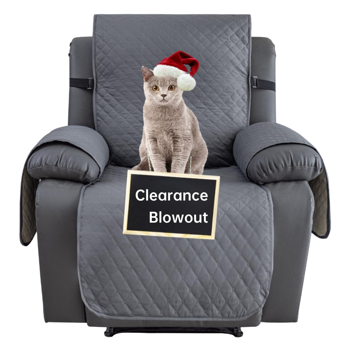 XINEAGE Water Resistant Recliner Cover, Nonslip Recliner Chair Covers for Reclining Chair with Pockets, Quilted Thick Recliner Slipcovers for Pets and Kids (Recliner Chair, Dark Gray)