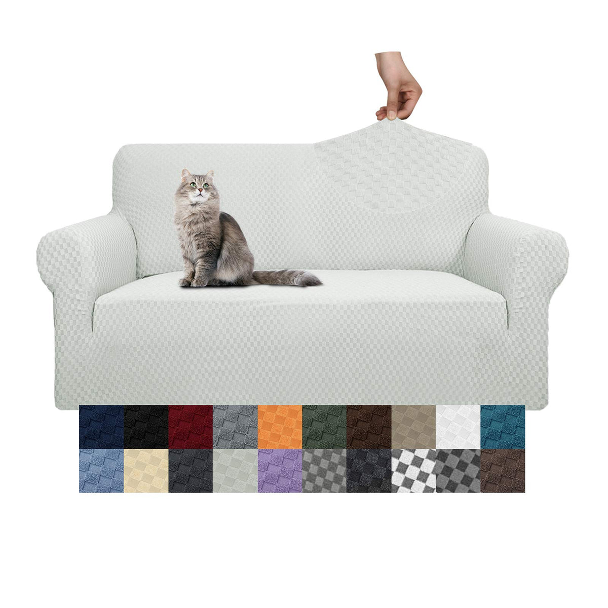 YEMYHOM Couch Cover Latest Jacquard Design High Stretch Sofa Chair Covers for Living Room, Pet Dog Cat Proof Armchair Slipcover Non Slip Magic Elastic Furniture Protector (Chair, Light Gray)