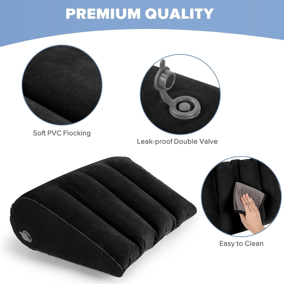 USHMA Inflatable Wedge Pillow for Traveling, Portable Blow up Travel Wedge Pillow for Sleeping in Bed, Fast Inflation & Deflation Inflatable Bed Wedge, Ideal for Home, Travel, and Outdoor
