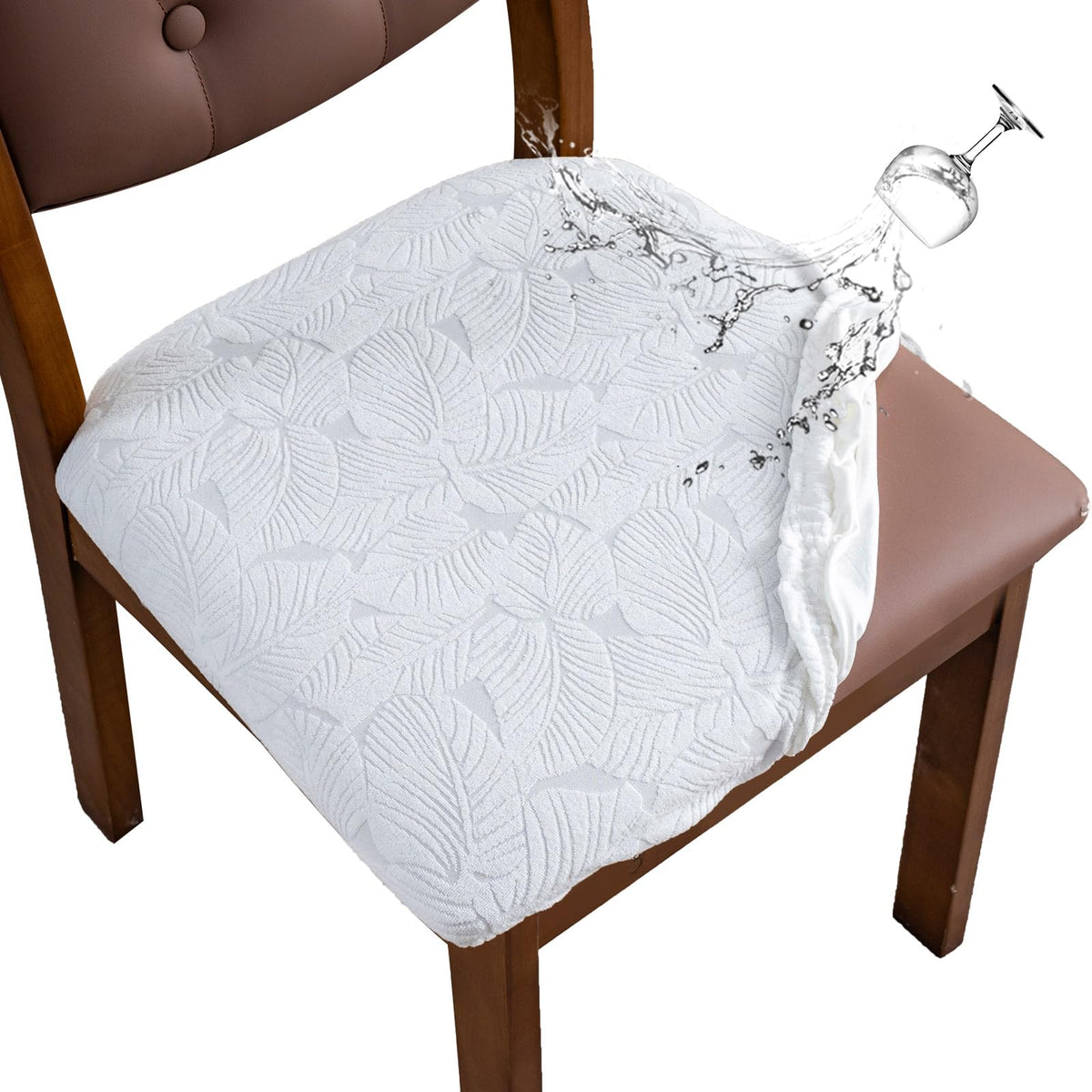 Waterproof Dining Room Chair Covers Set of 6,Beige,Large