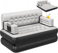 YITAHOME Queen Size Air Sofa Bed w/Wave Pattern Headboard & Pump - Gray