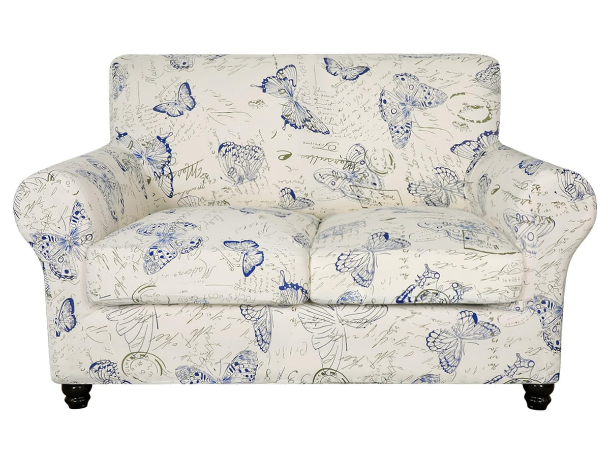 SearchI Stretch Sofa Cover Printed Couch Covers, Floral Pattern 2 Piece Armchair Slipcover with Separate Chair Cushion Cover, Washable Furniture Protector for Living Room(Armchair, Ball Flower)