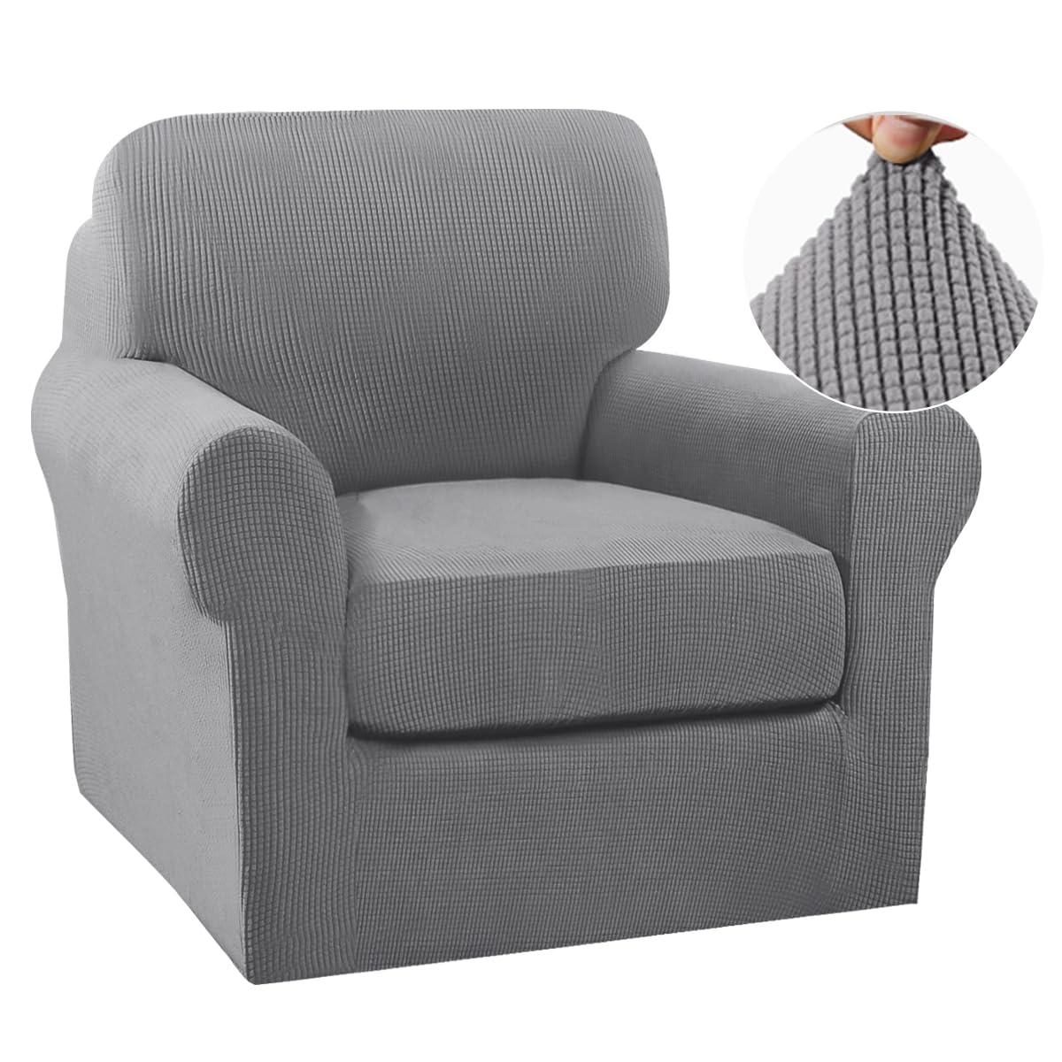 Turquoize 2 Piece Chair Covers for Living Room Armchair Cover Armchair Slipcovers with Arms Feature Thick Jacquard Fabric (Chair,Biscotti Beige)