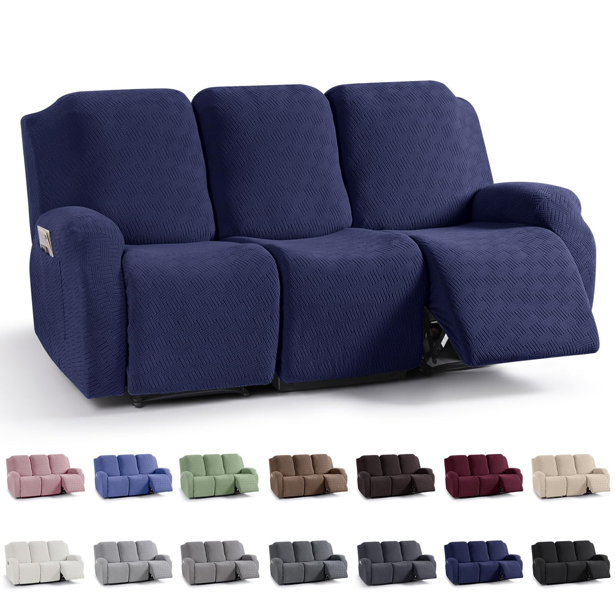 KinCam Recliner Chair Covers, Stretch Reclining Cover, Dark Gray