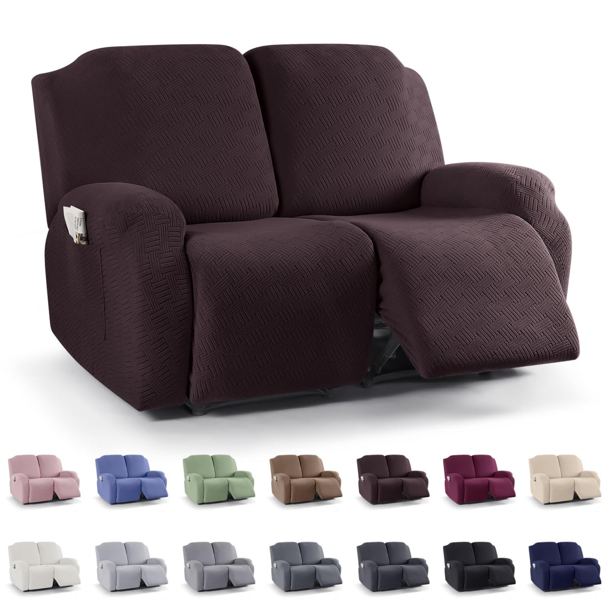KinCam Recliner Chair Covers, Stretch Reclining Cover, Dark Gray