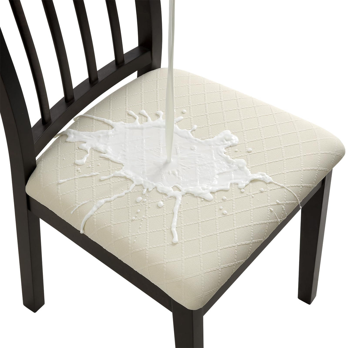 Fuloon Dining Chair Seat Covers Stretch Slipcovers, 6 Pack, Beige