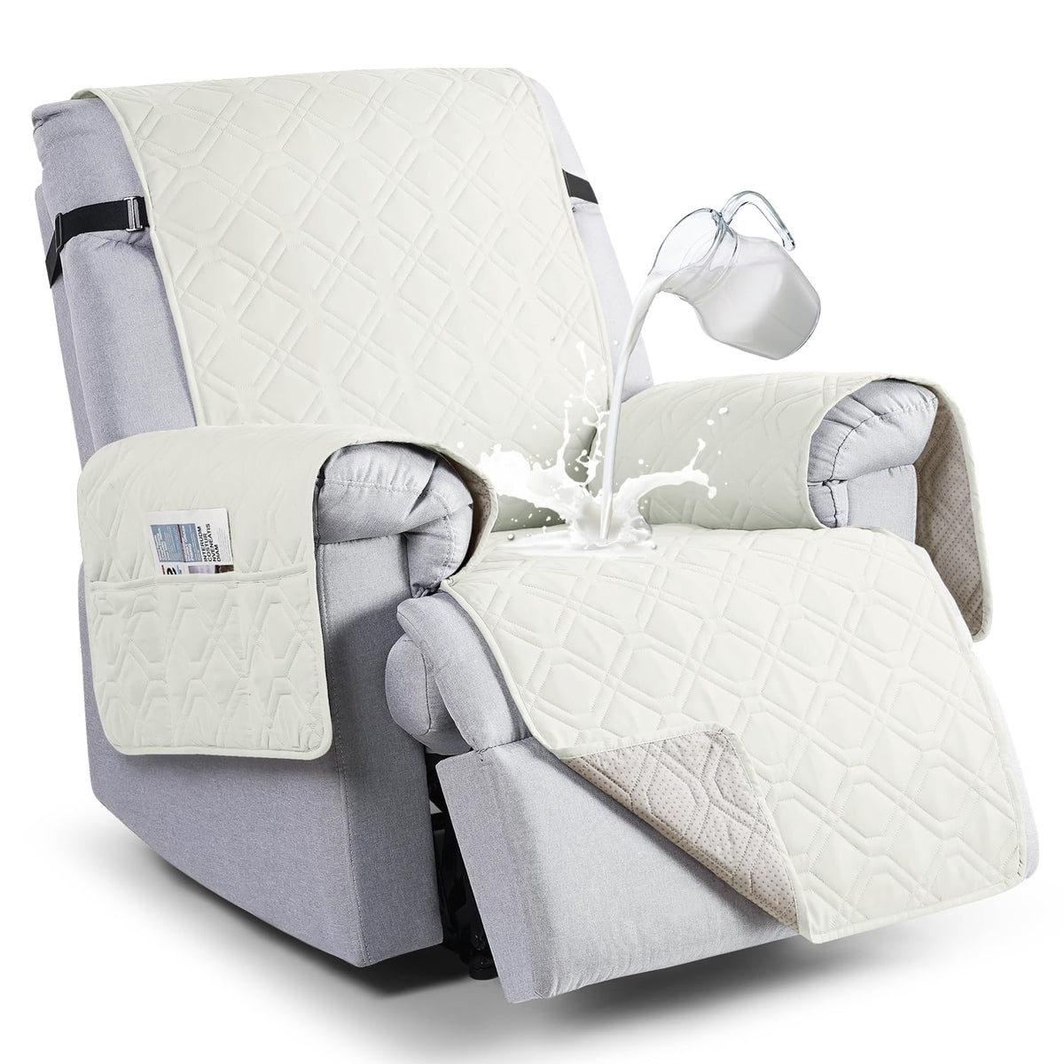 VANSOFY 100% Waterproof Recliner Chair Covers Washable, Khaki, 23.6"