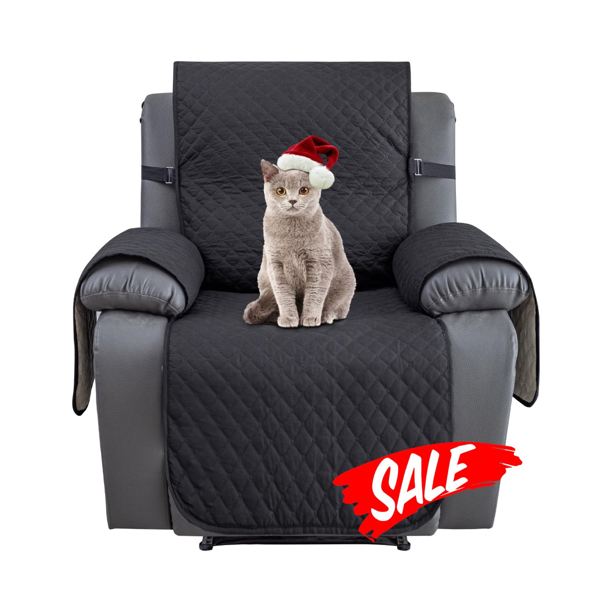 XINEAGE Water Resistant Recliner Cover, Nonslip Recliner Chair Covers for Reclining Chair with Pockets, Quilted Thick Recliner Slipcovers for Pets and Kids (Recliner Chair, Dark Gray)