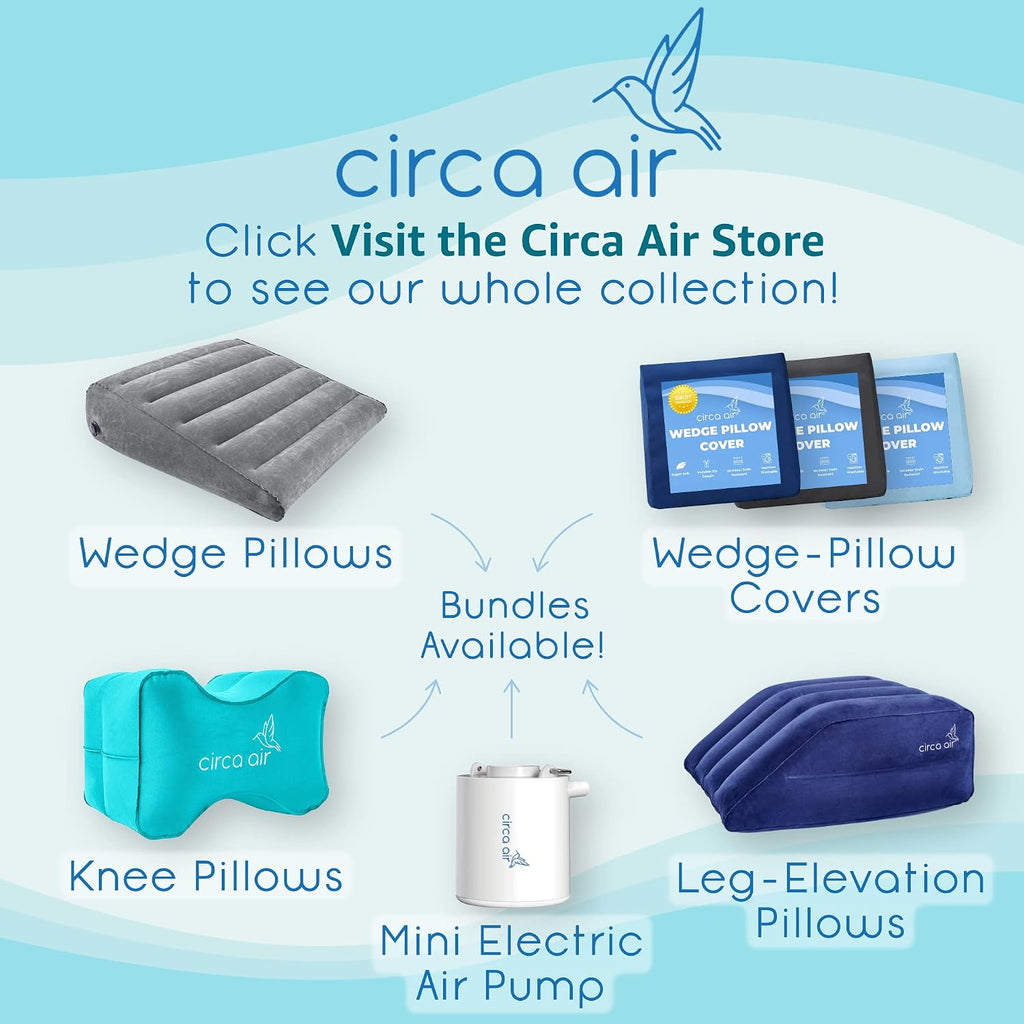 Circa Air Inflatable Wedge Pillow for Traveling – Travel Wedge Pillow for Sleeping. Extra Wide 27" Portable Bed Wedge Pillows for Sleep Apnea, Acid Reflux, Leg, Back and Knee Support, Blow up Wedge