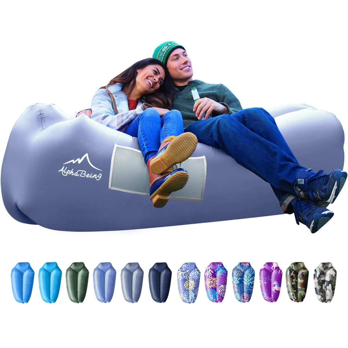 AlphaBeing Inflatable Lounger Beach Chair Accessories, Air Sofa Hammock Inflatable Couch for Camping Backyard Lakeside with Compression Sacks, Ideal Outdoor Gifts for Adults