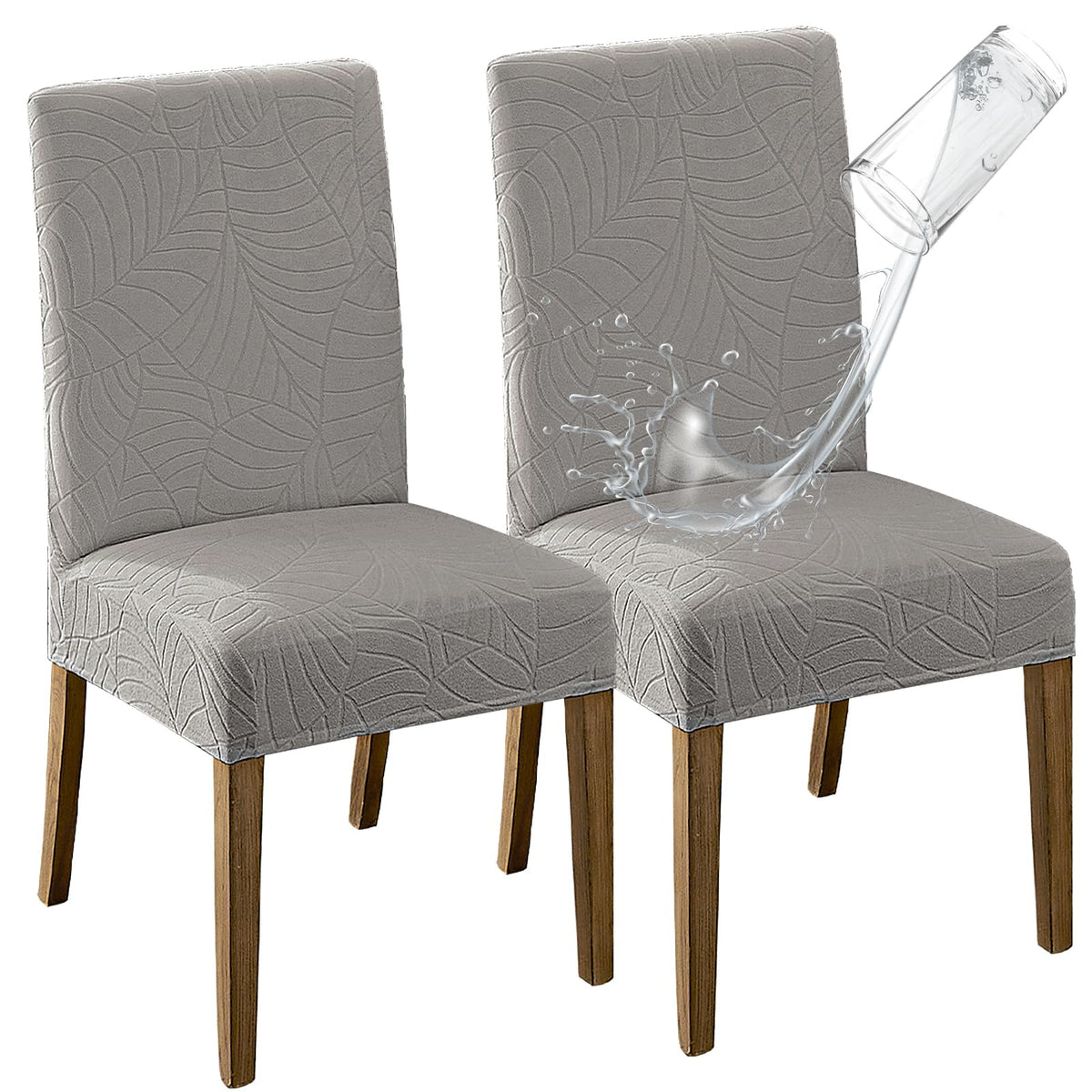 MOSAYT 100% Waterproof Dining Room Chair Covers Set of 4, Beige