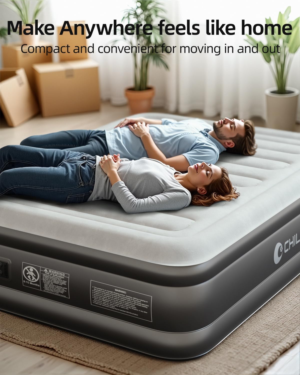 CHILLSUN 2026 Upgraded King Air Mattress with Built in Pump, 18" Raised Comfort Blow up Mattress, Luxury Air Bed Inflatable Mattress for Guests Home& Camping, Colchones Inflables 800lbs Max