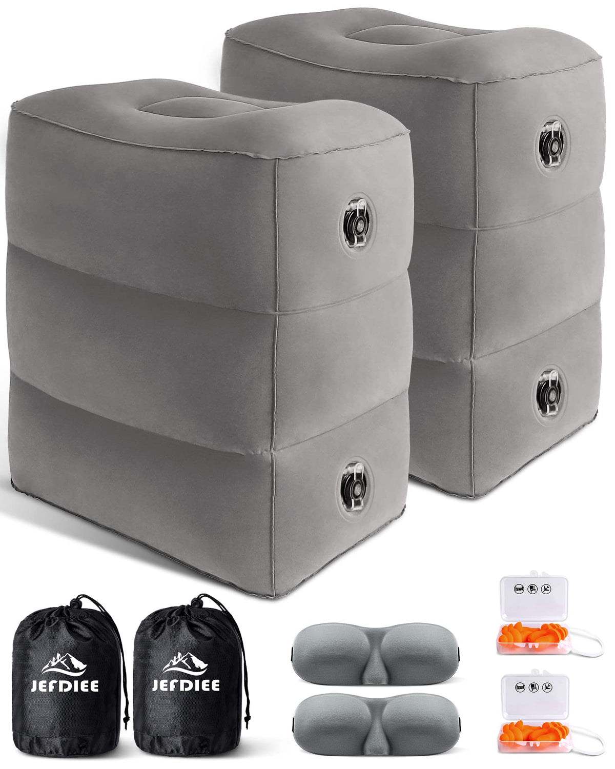Inflatable Foot Rest Pillow, Kids Airplane Bed, Adjustable 3 Layers Height Leg Rest Pillow, Airplane Travel Essentials Great for Office, Home, Trains, Cars