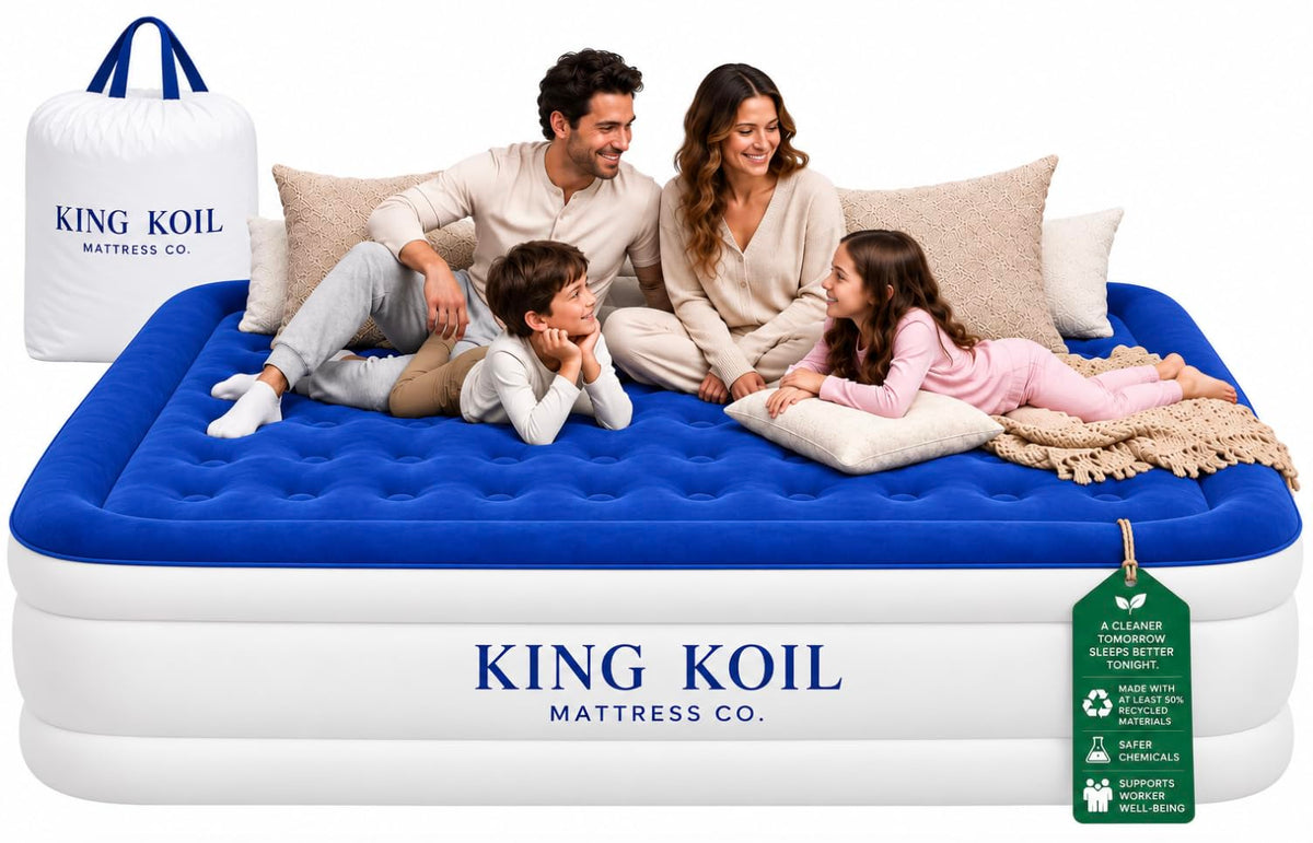 King Koil Air Mattress Queen with Built-in Pump, 20” Raised Airbed