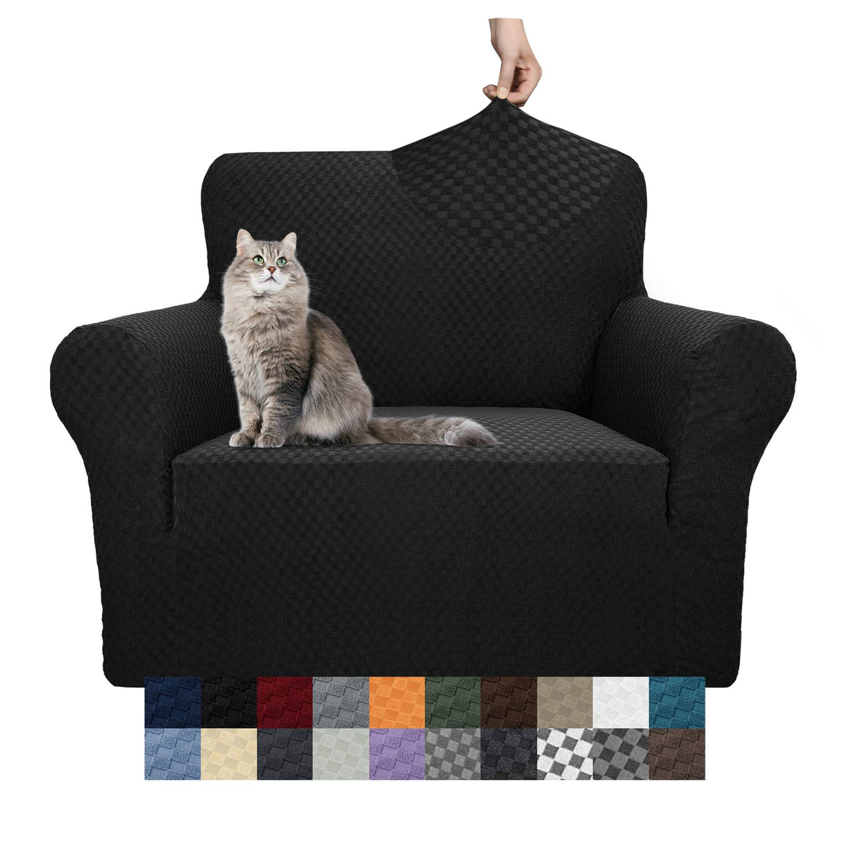 YEMYHOM Couch Cover Latest Jacquard Design High Stretch Sofa Chair Covers for Living Room, Pet Dog Cat Proof Armchair Slipcover Non Slip Magic Elastic Furniture Protector (Chair, Light Gray)