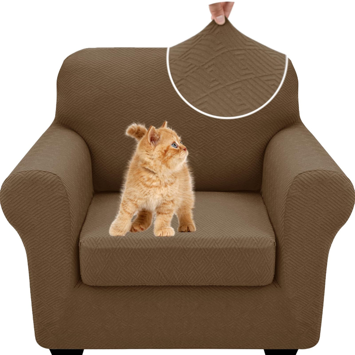 XINEAGE 2-Piece Stretch Armchair Sofa Cover, Washable Couch Covers for Dog