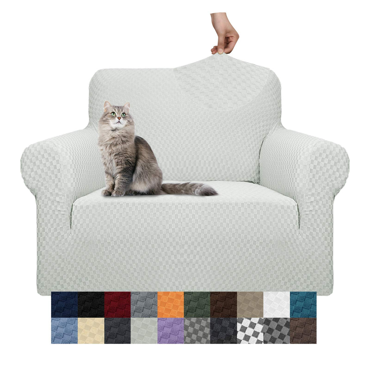 YEMYHOM Couch Cover Latest Jacquard Design High Stretch Sofa Chair Covers for Living Room, Pet Dog Cat Proof Armchair Slipcover Non Slip Magic Elastic Furniture Protector (Chair, Light Gray)