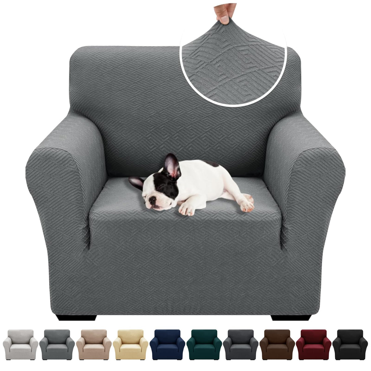 XINEAGE Stretch Jacquard Armchair Cover, Non Slip Sofa Slipcover for Dog