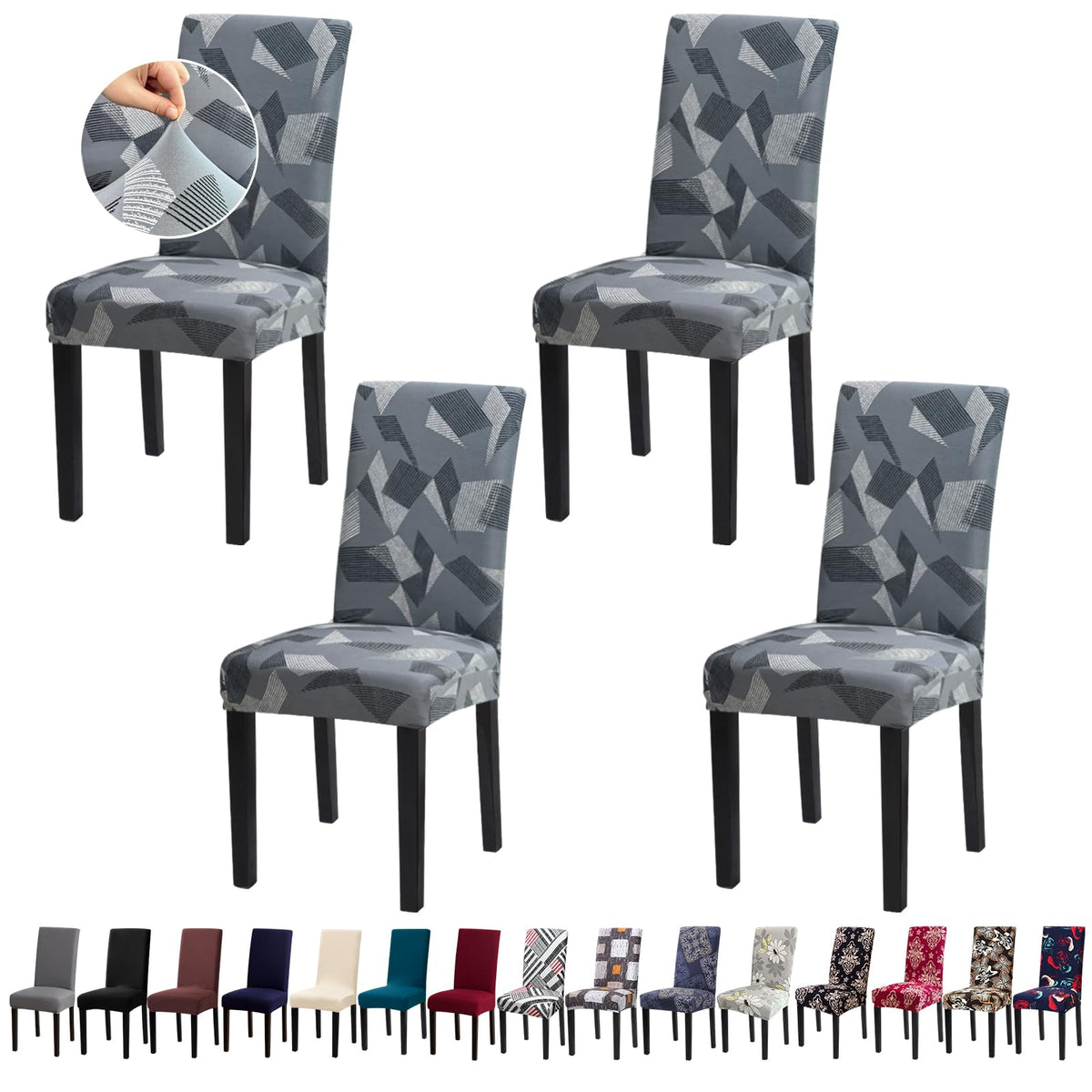 Chair Covers, Stretch Dining Room Chair Covers Set of 6, Removable Washable Dining Chair Slipcovers for Home, Hotel, Banquet