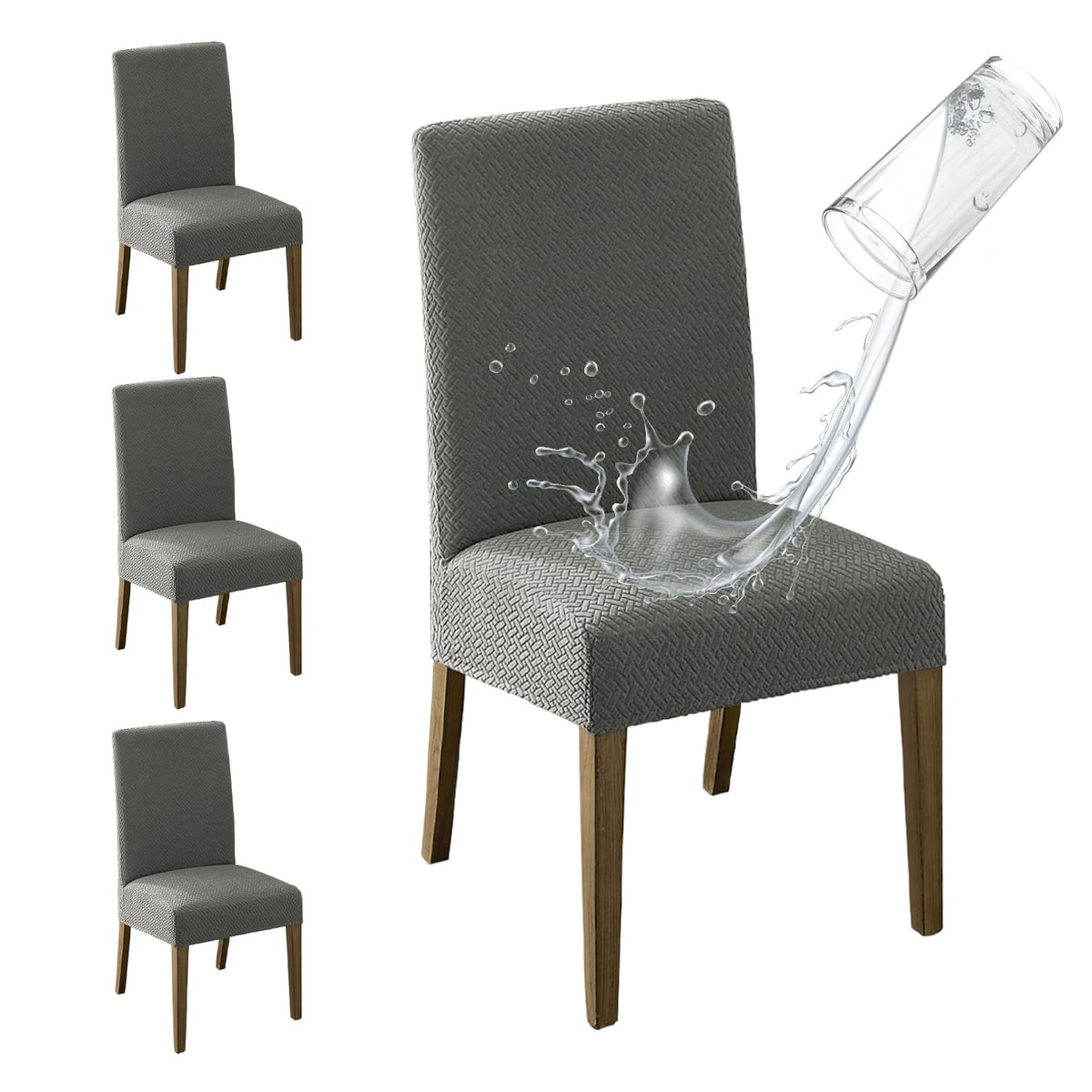 MOSAYT 100% Waterproof Dining Room Chair Covers Set of 4, Beige